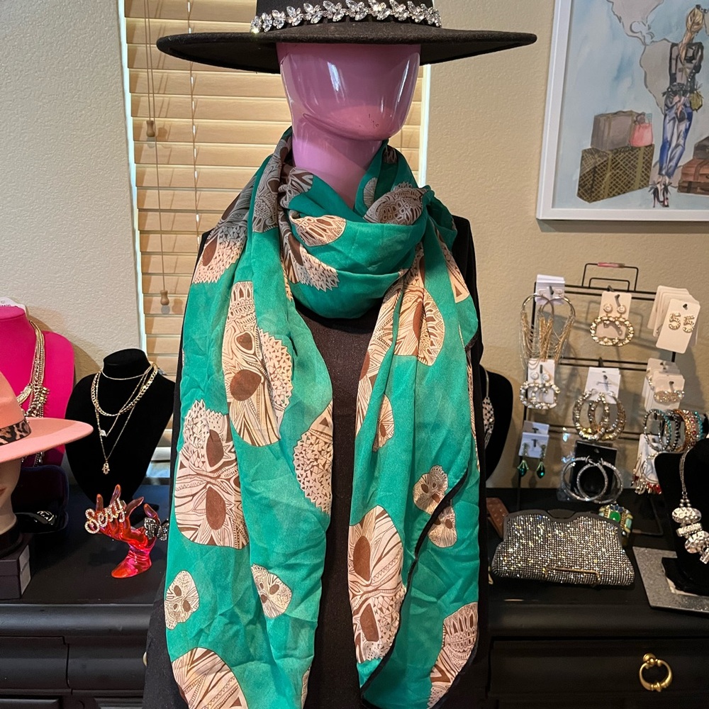 XL Oversized Sugar Skull Face Scarf
